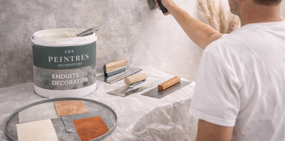 Application d’enduit décoratif sur mur intérieur pour finition esthétique