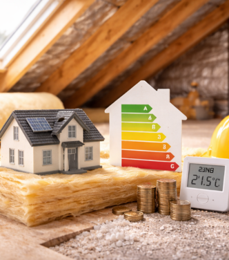 Isolation des combles avec laine isolante pour améliorer la performance énergétique de la maison