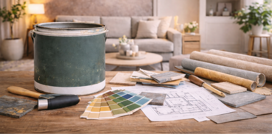 Travaux de peinture et décoration intérieure avec choix de couleurs et matériaux